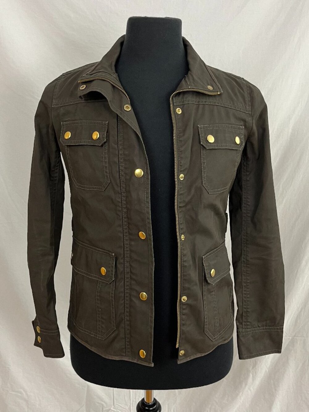 J Crew Relaxed Boyfriend utility field jacket dark green adjustable waist XS